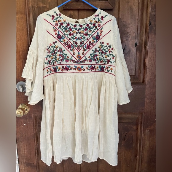 Umgee Cream Dress with Colorful Embroidery - Picture 5 of 7